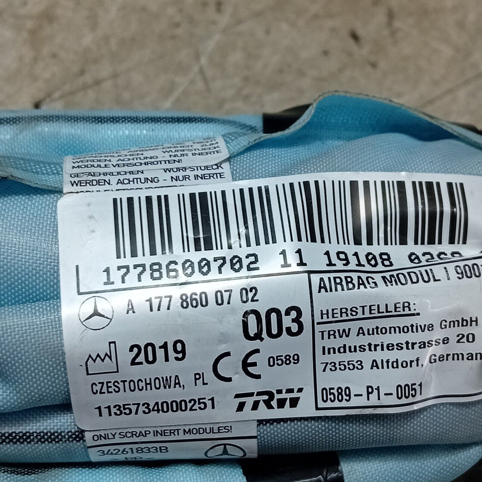 2018-23 MERCEDES A CLASS W177 CURTAIN AIRBAG PASSENGER SIDE LEFT A1778600702