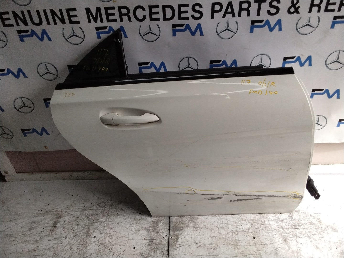 MERCEDES CLA W117 SLN DRIVER REAR DOOR OSR WHITE 2013-19 COMPLETE FMD340