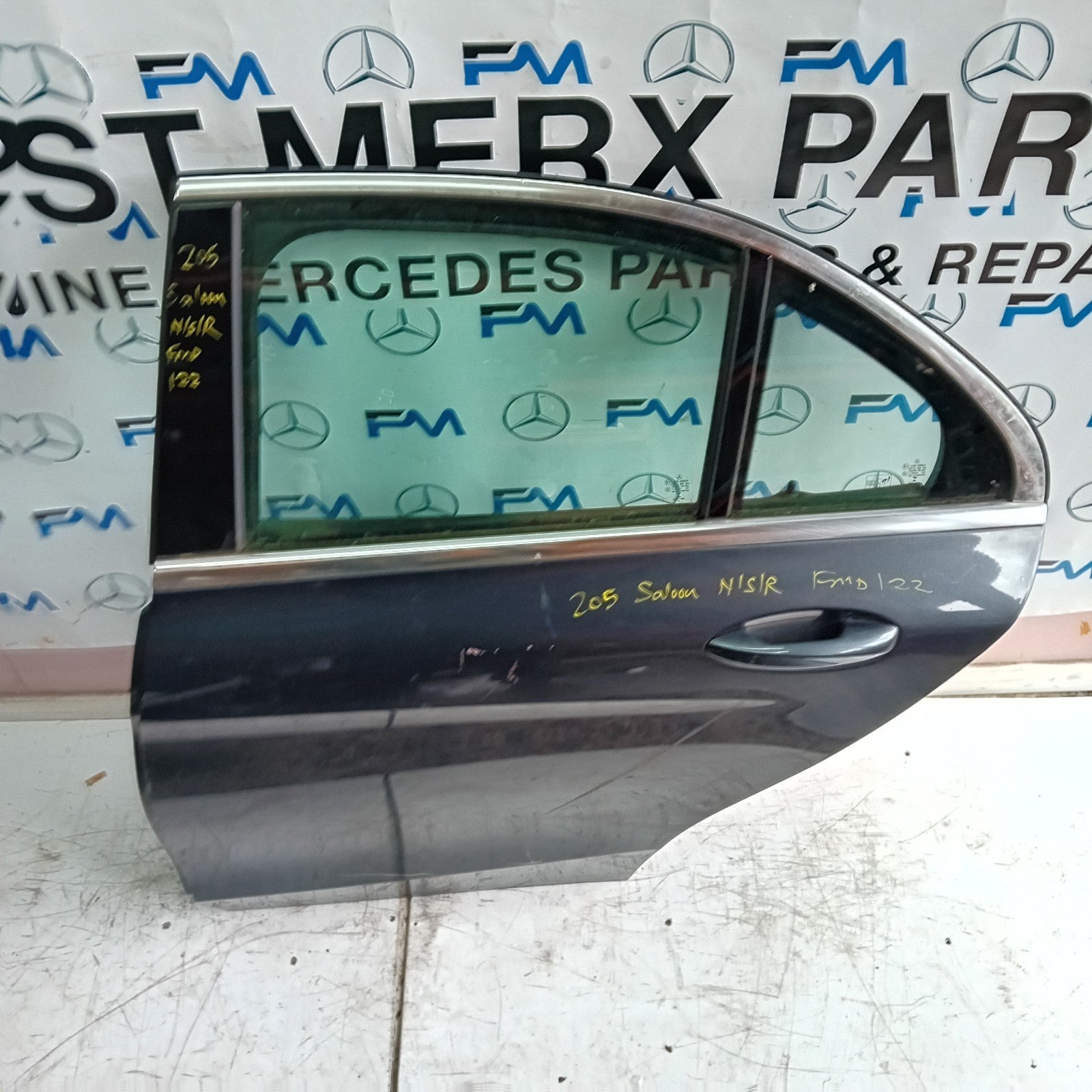 MERCEDES BENZ C-CLASS W205 PASSENGER SIDE REAR DOOR N/S/R GREY FMD122