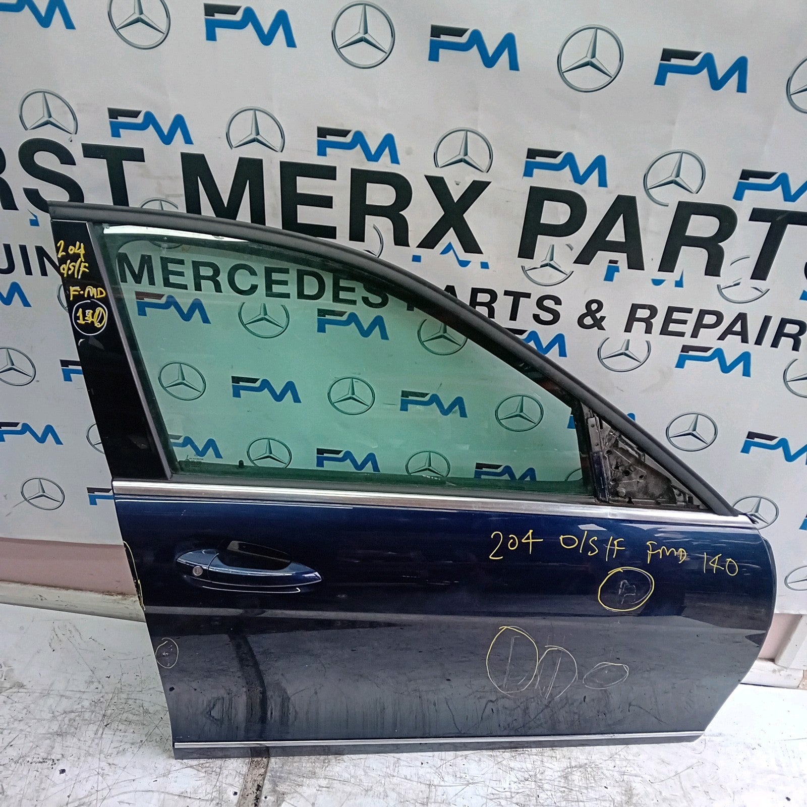 MERCEDES BENZ C-CLASS W204 DRIVER SIDE FRONT DOOR O/S/F BLUE COMPLETE FMD140