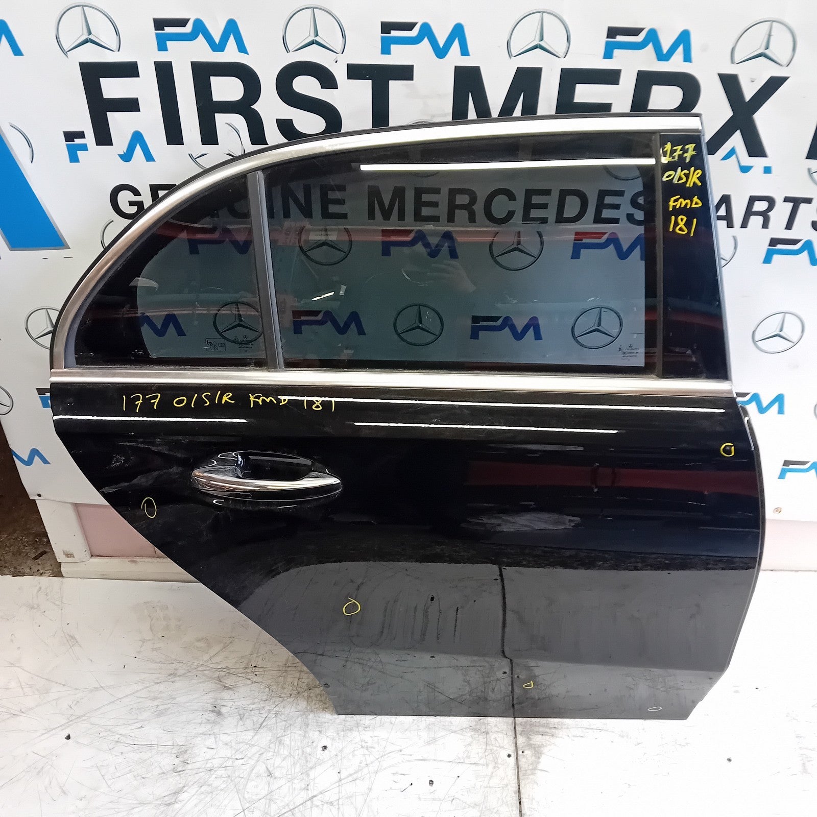 MERDEDES A-CLASS W177 DRIVER SIDE REAR DOOR OSR BLACK 2018 ON COMPLETE FMD181