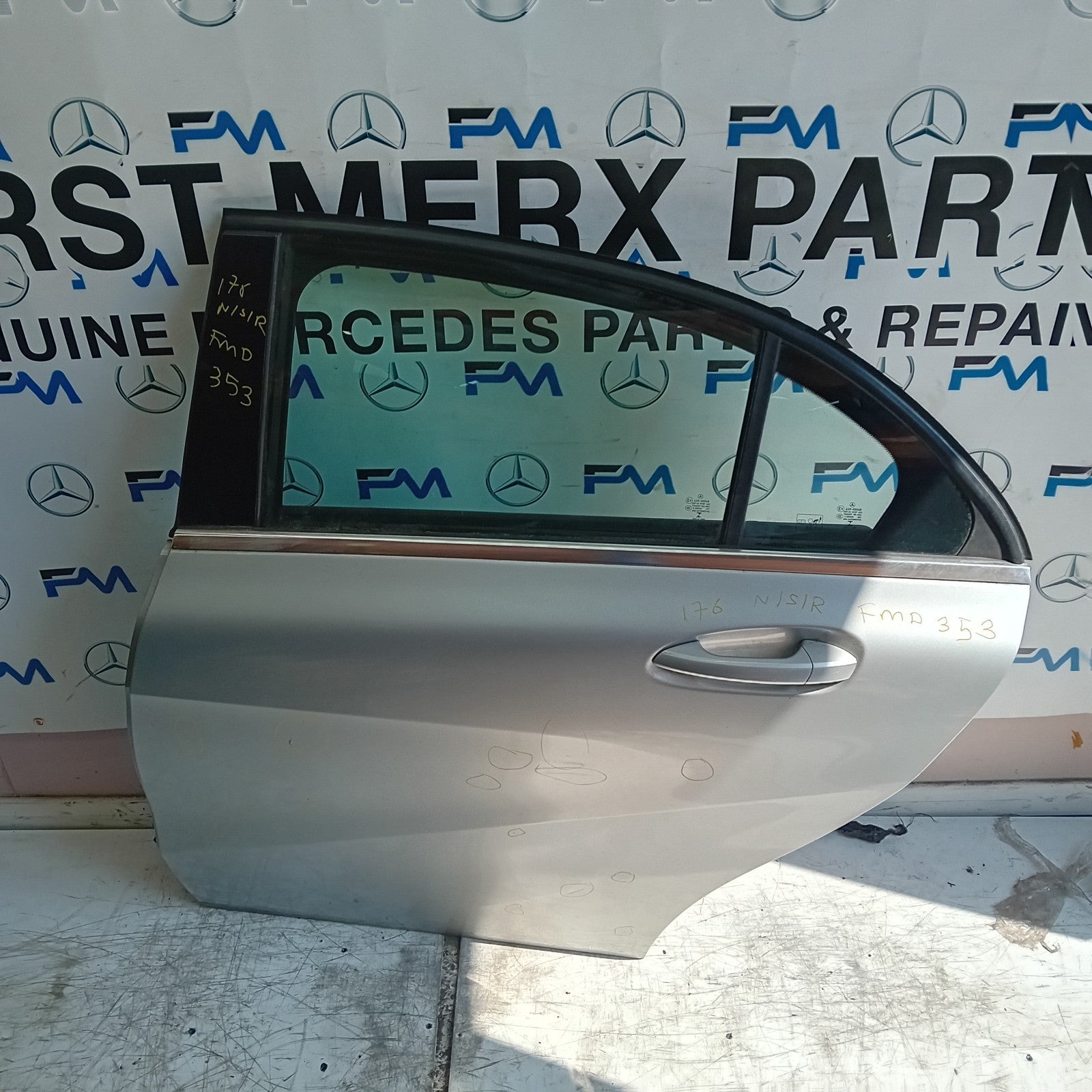 MERCEDES A-CLASS W176 PASSENGER REAR DOOR NSR SILVER 2012-18 COMPLETE FMD353
