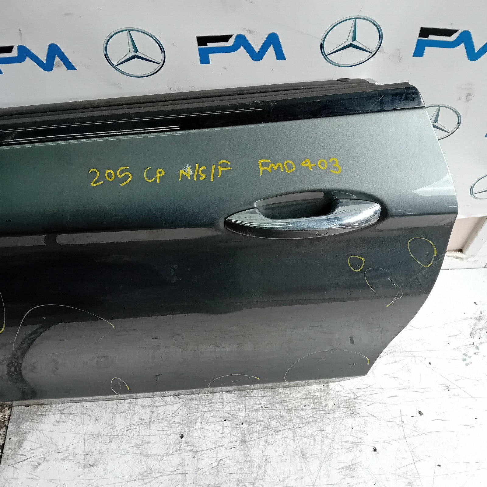 MERCEDES C-CLASS C205 CP PASSENGER FRONT DOOR NSF 2016 ON GREY COMPLETE FMD403