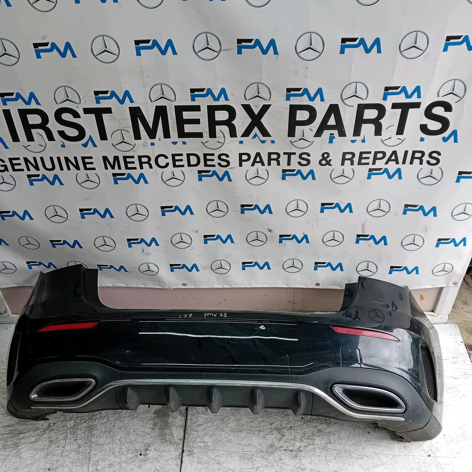 MERCEDES BENZ  A-CLASS W177 REAR BUMPER A1778804701 2018 BLACK COMPLETE FMX18