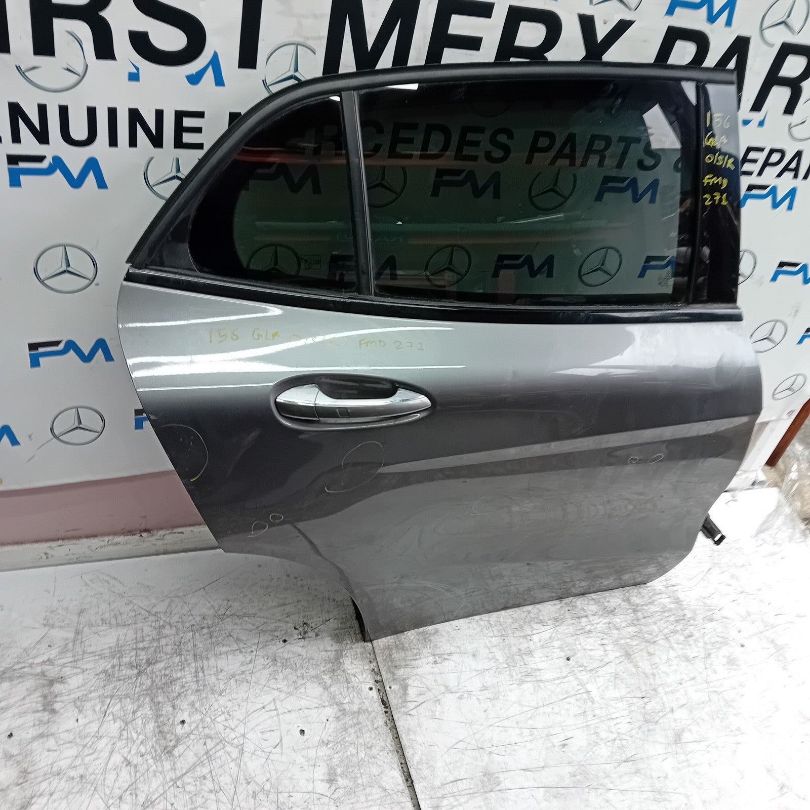 MERCEDES BENZ GLA X156 DRIVER REAR DOOR OSR 2014-19 GREY COMPLETE FMD271