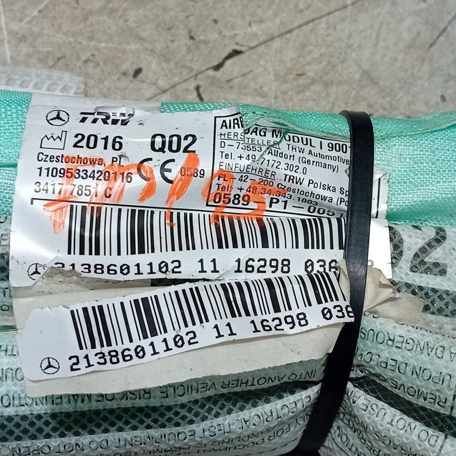 2020 MERCEDES E CLASS  LEFT PASSENGER SIDE ROOF CURTAIN AIR BAG 2138601102 FM195