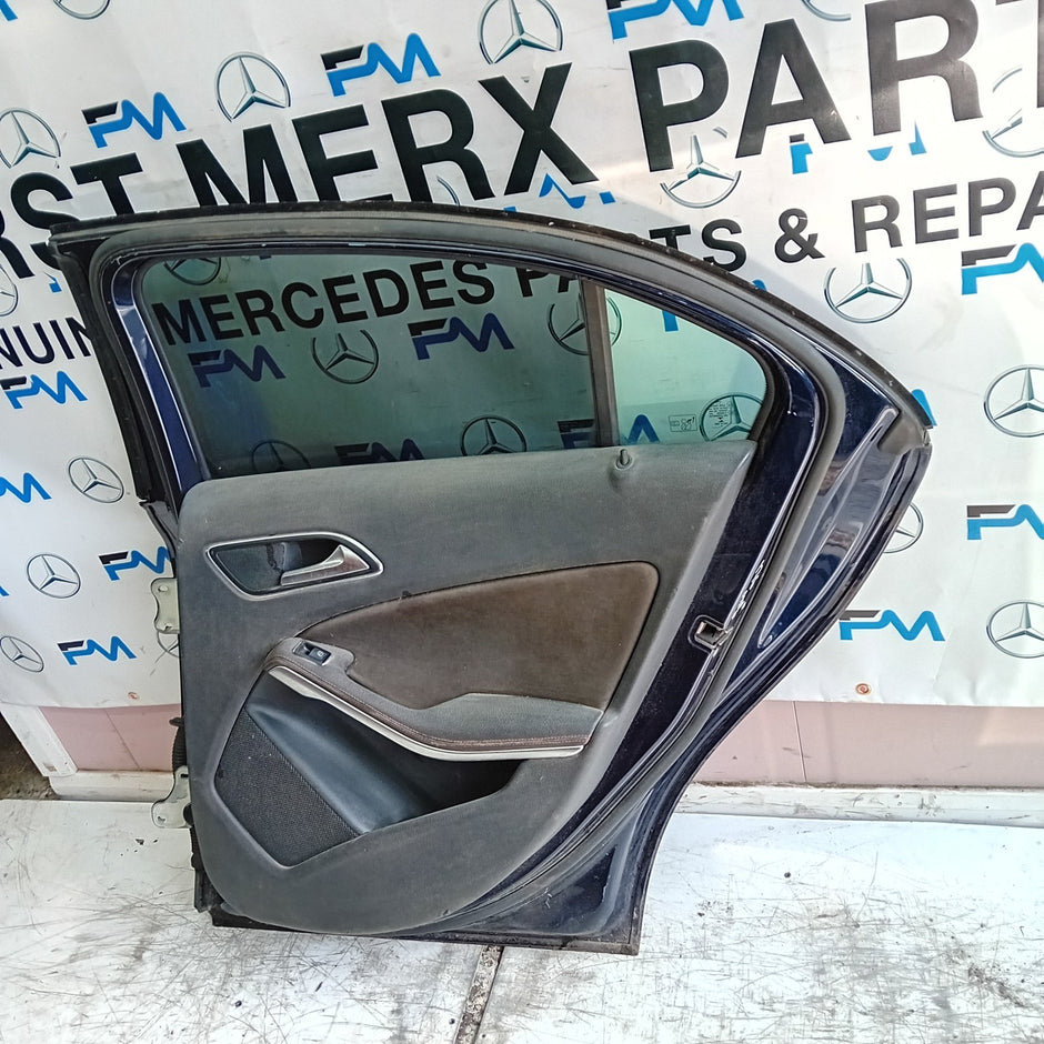 MERCEDES BENZ A-CLASS W176 DRIVER REAR DOOR OSR BLUE 2012-18 COMPLETE FMD370