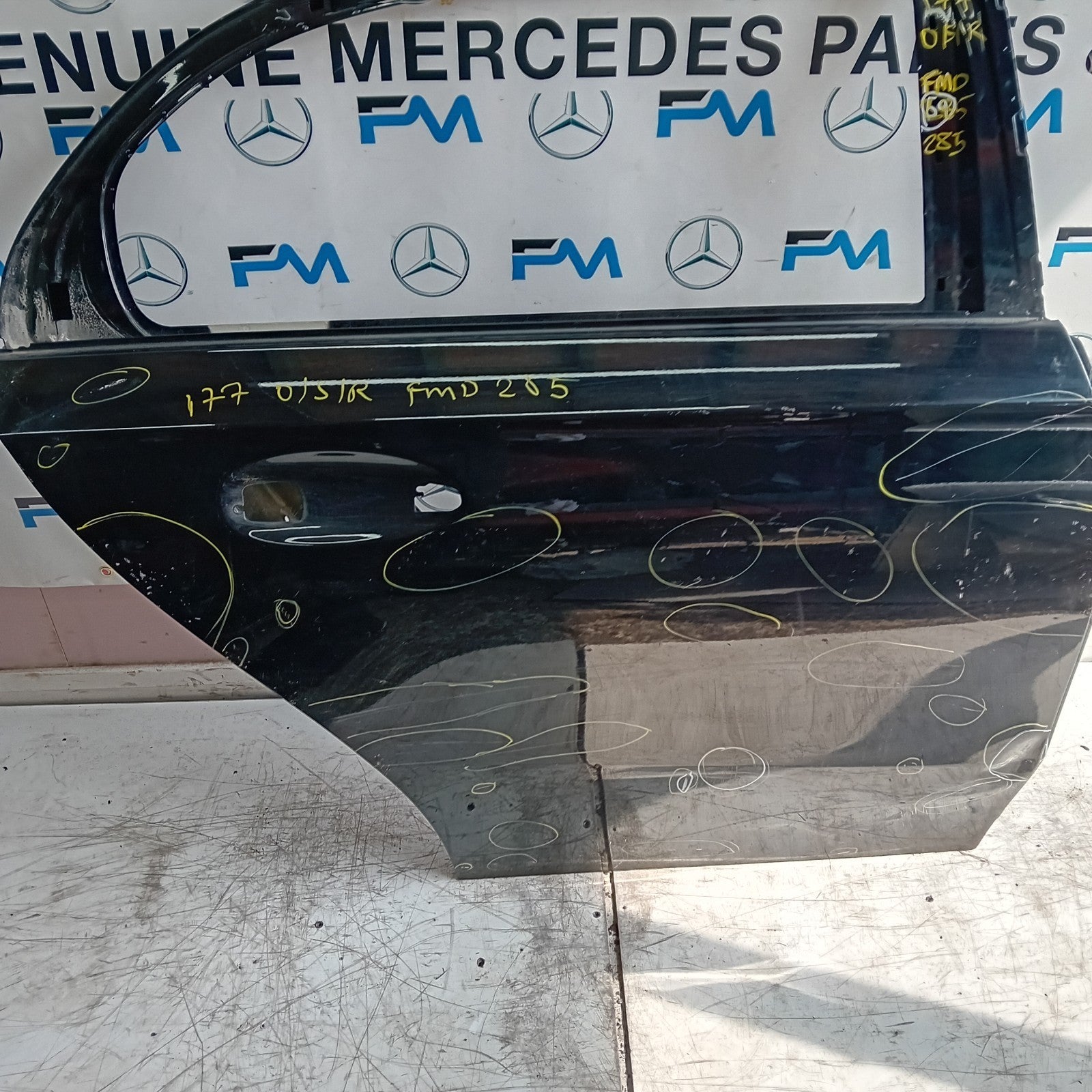 MERCEDES A-CLASS W177 SLN DRIVER REAR DOOR OSR 2018 ON BLACK FMD285