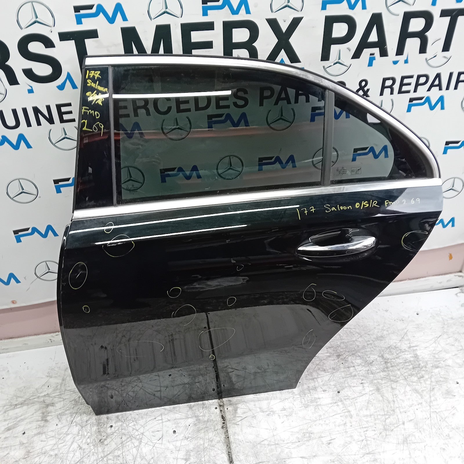 MERCEDES A-CLASS W177 SLN DRIVER REAR DOOR OSR BLACK 2018 ON COMPLETE FMD269