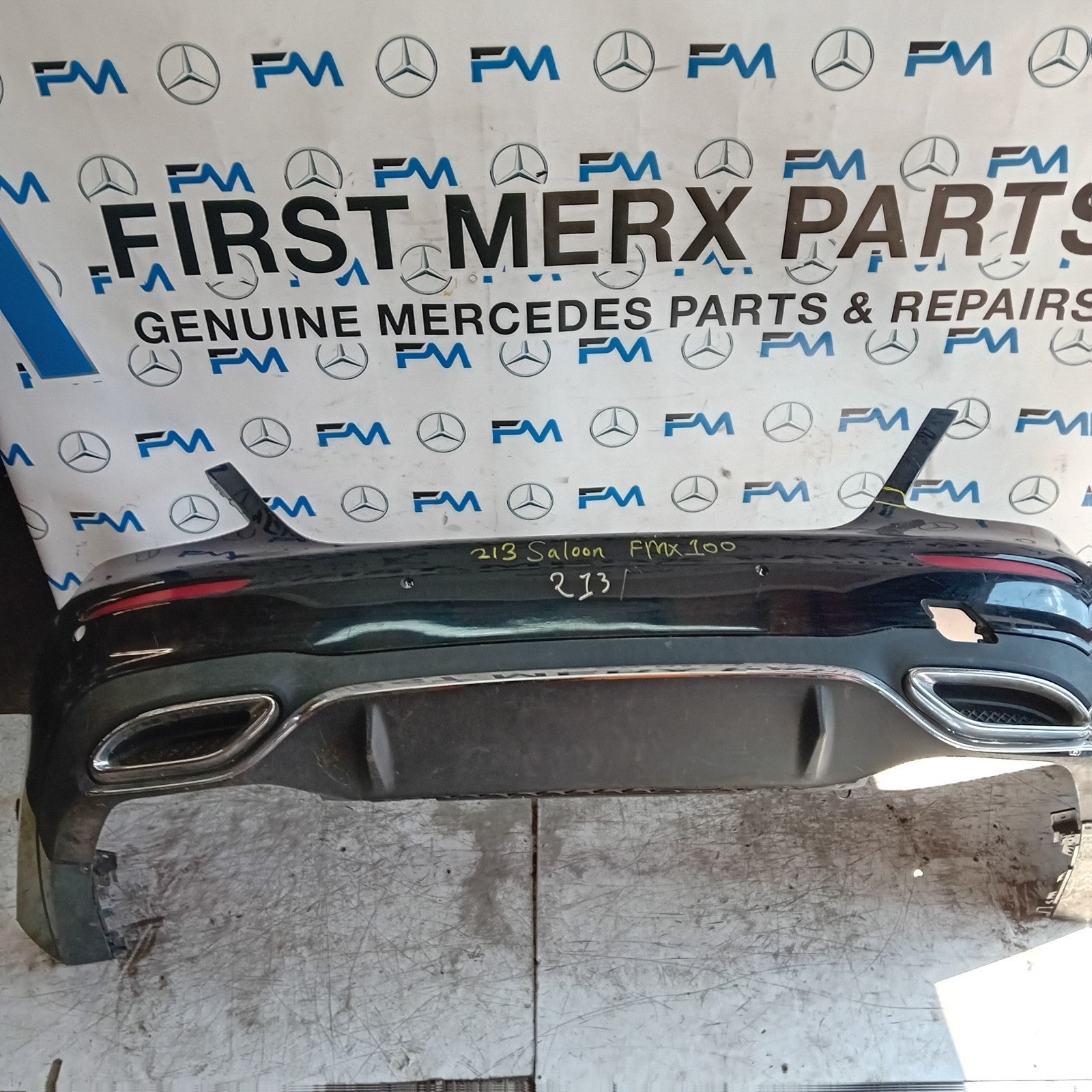 MERCEDES E-CLASS W213 SALOON REAR BUMPER 2016 A2138850001 BLACK COMPLETE FMX100