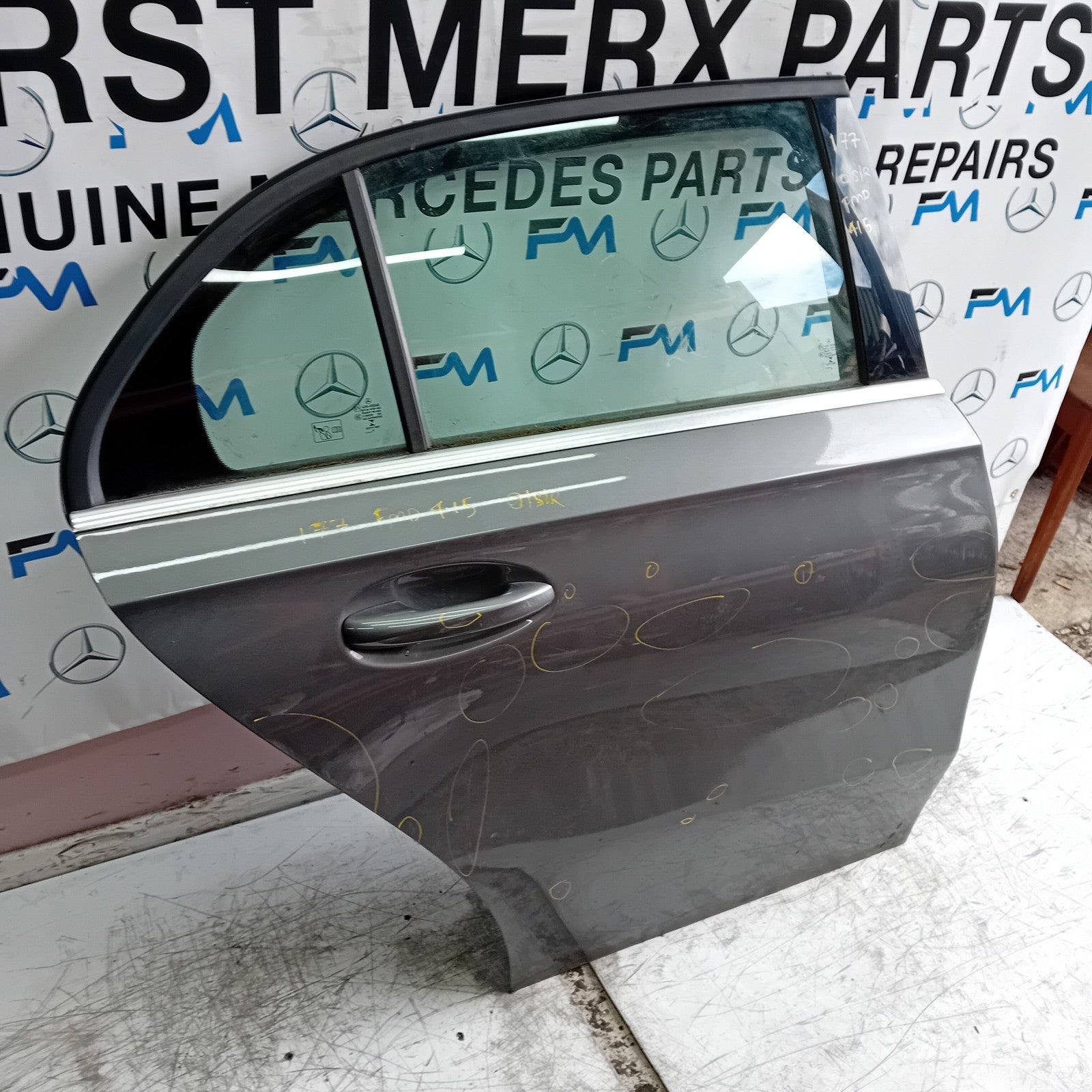 MERCEDES A-CLASS W177 DRIVER REAR DOOR OSR GREY COMPLETE 2018 ON FMD415