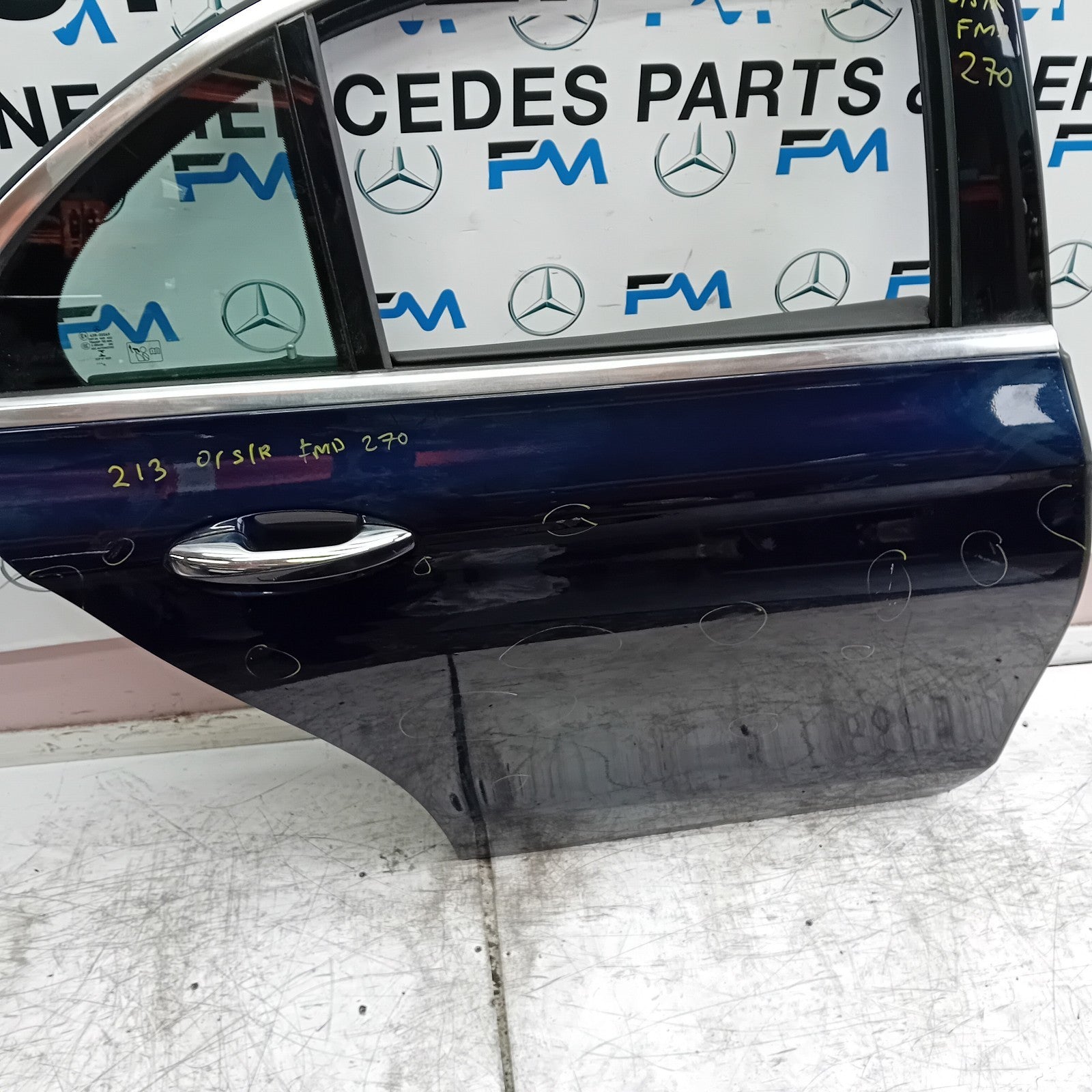 MERCEDES E-CLASS W213 SLN DRIVER REAR DOOR OSR BLUE 2016 ON COMPLETE FMD270