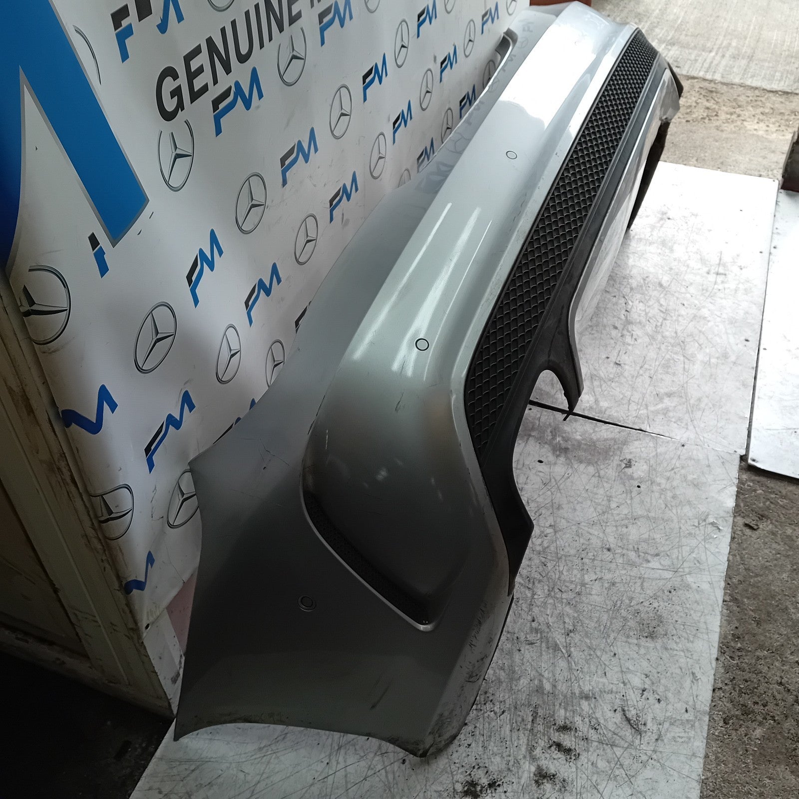 MERCEDES BENZ CLA W117 REAR BUMPER SILVER 2013-19 A1178851065 FMX91