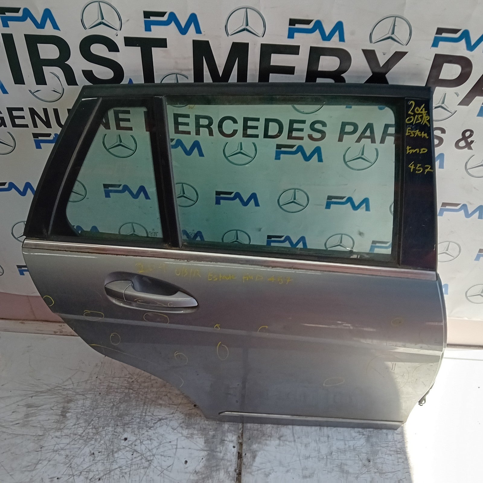 MERCEDES C-CLASS S204 EST DRIVER REAR DOOR OSR GREY 2008-14 FMD457