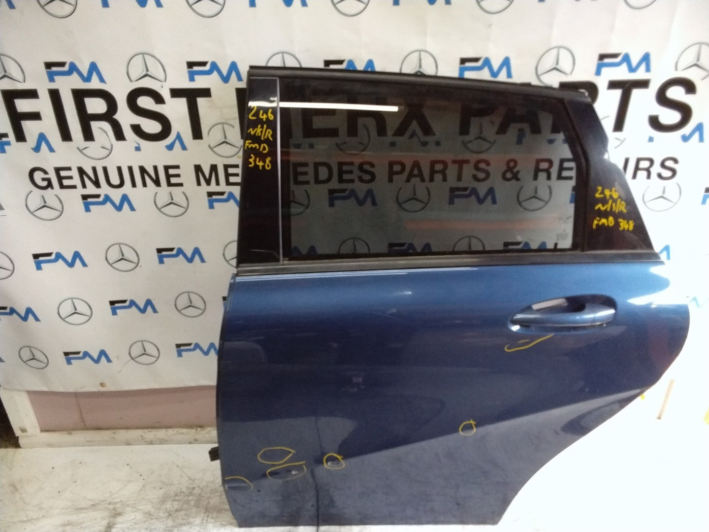 MERCEDES B-CLASS W246 PASSENGER REAR DOOR NSR BLUE 2012-19 COMPLETE FMD348