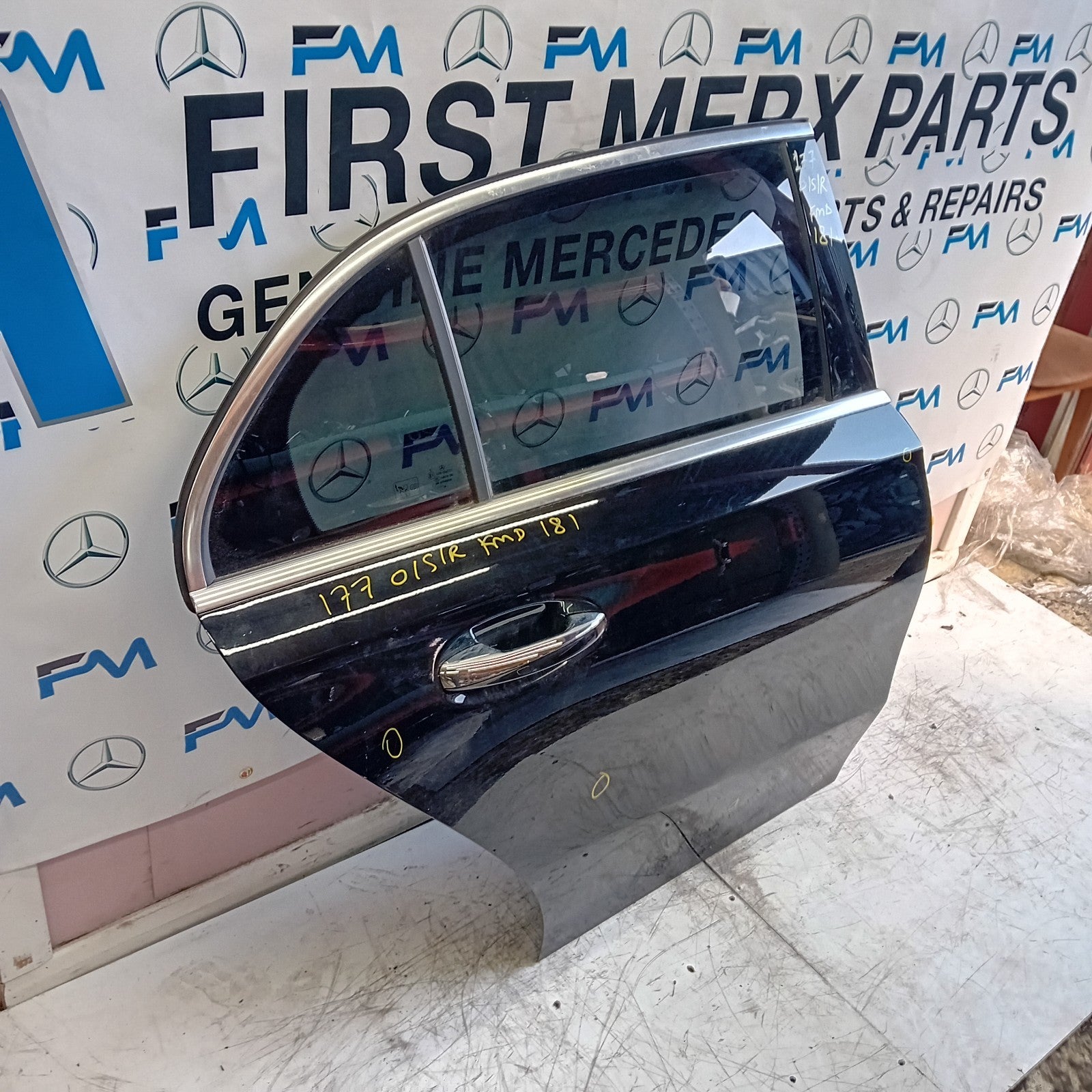 MERDEDES A-CLASS W177 DRIVER SIDE REAR DOOR OSR BLACK 2018 ON COMPLETE FMD181