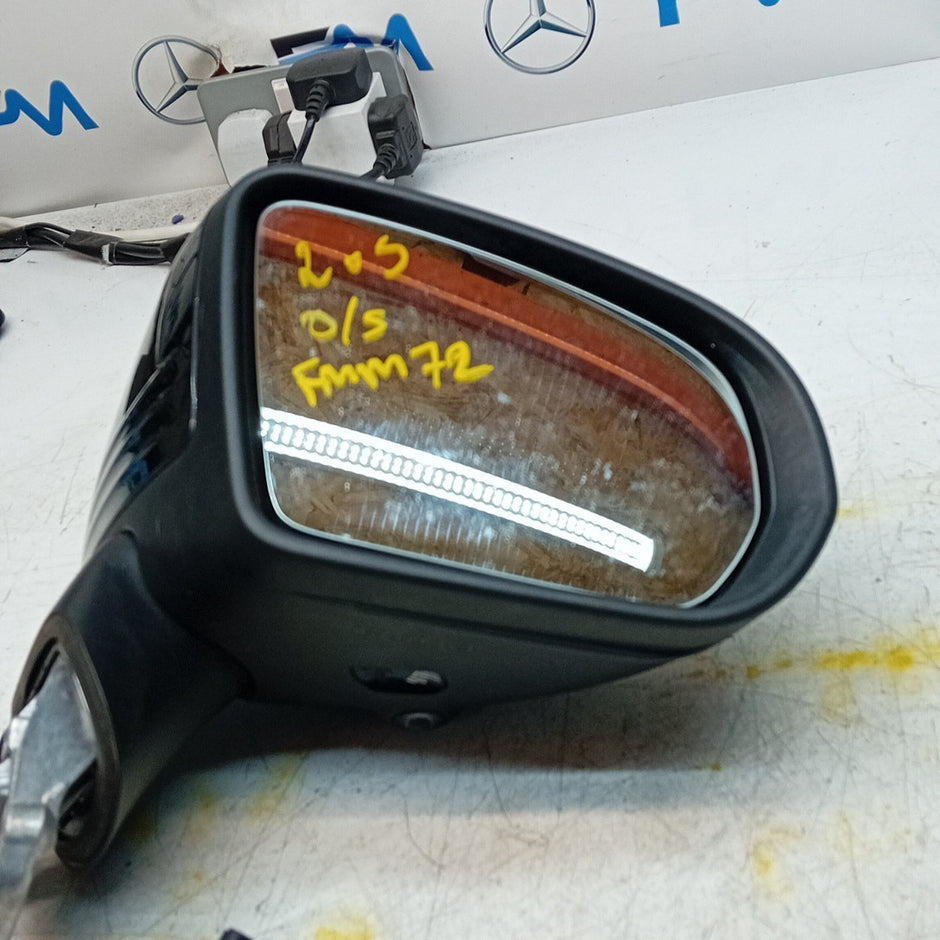 MERCEDES C-CLASS W205 DRIVER WING MIRROR OSF BLACK PL CAMERA FMM72