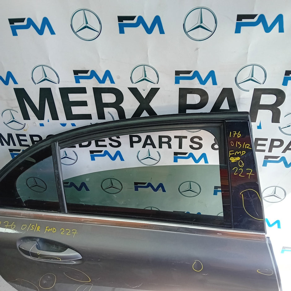 MERCEDES BENZ A-CLASS W176 DRIVER REAR DOOR OSR GREY 2012-18 COMPLETE FMD227