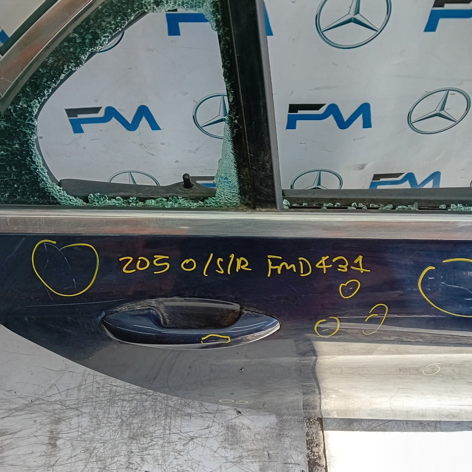 MERCEDES C-CLASS W205 SLN DRIVER REAR DOOR OSR BLUE 2014 ON COMPLETE FMD431