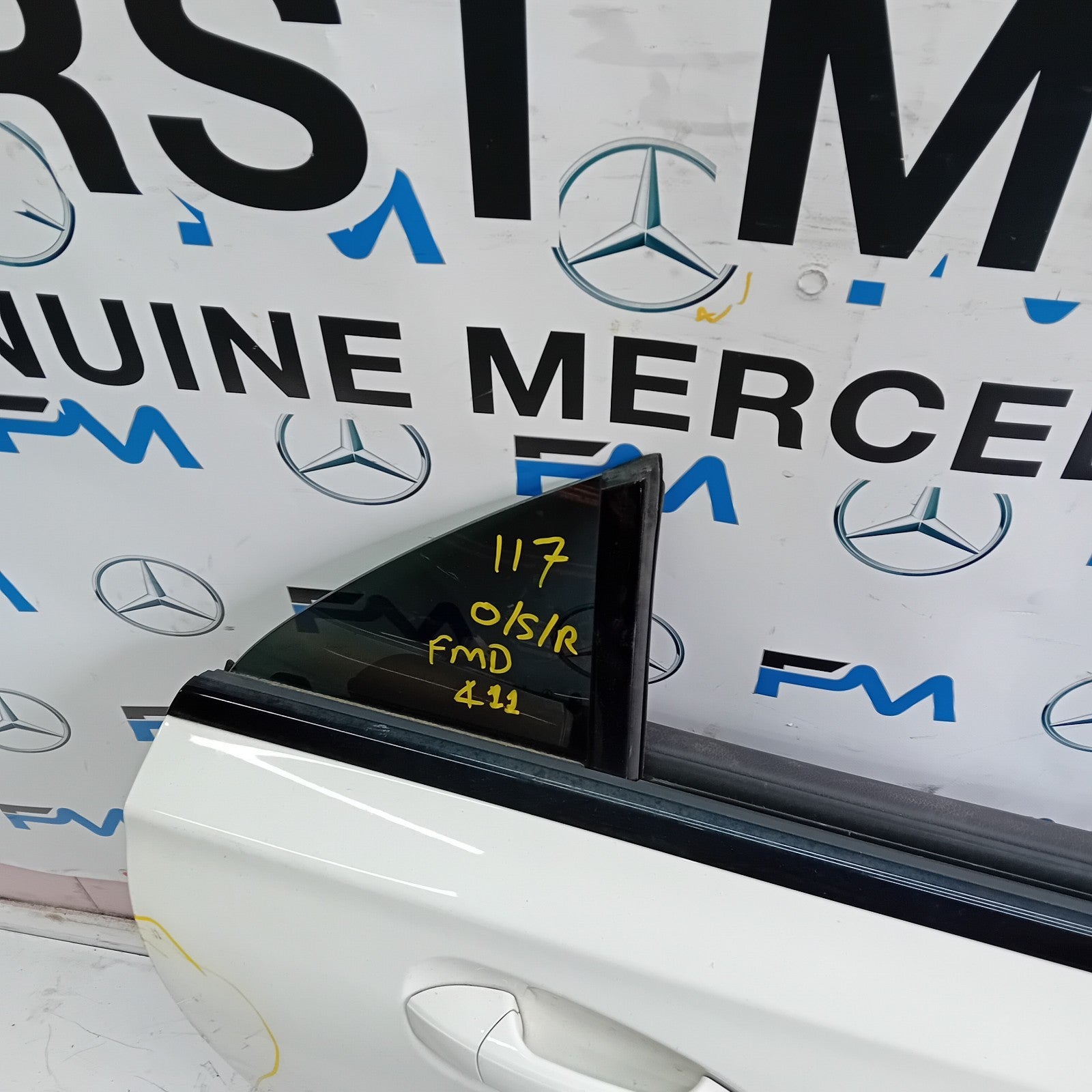 MERCEDES BENZ CLA W117 DRIVER REAR DOOR OSR 2013-19 WHITE COMPLETE FMD411