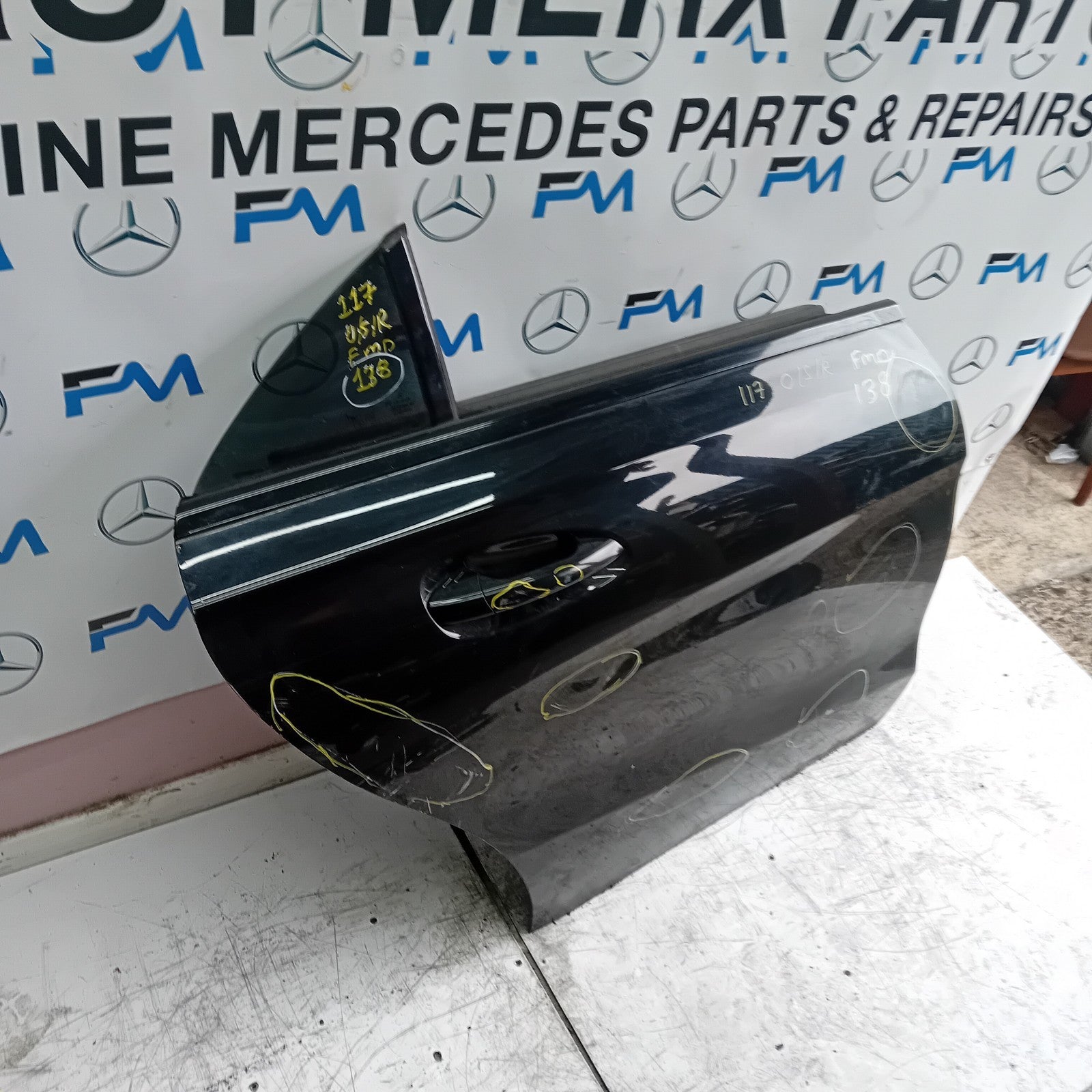 MERCEDES BENZ CLA W117 DRIVER SIDE REAR DOOR O/S/R BLACK COMPLETE FMD138