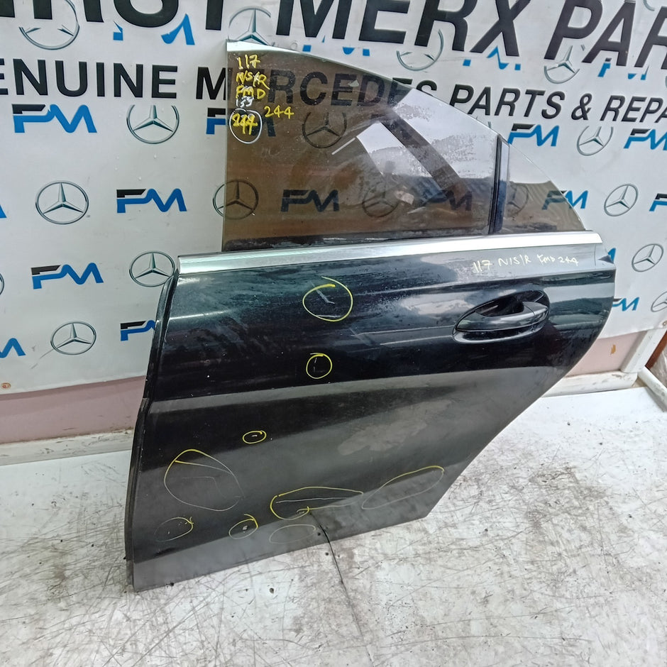 MERCEDES CLA 117 PASSENGER REAR DOOR NSR BLACK 2013-19 COMPLETE FMD244