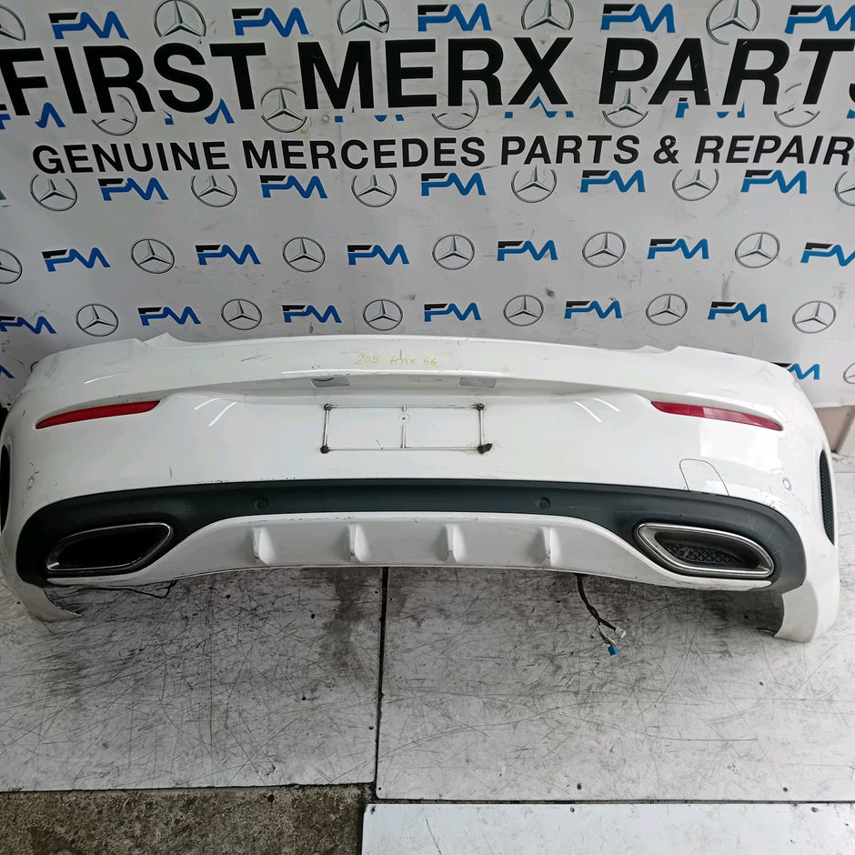 MERCEDES BENZ C-CLASS W205 COUPE REAR BUMPER 2014 WHITE COMPLETE FMX66