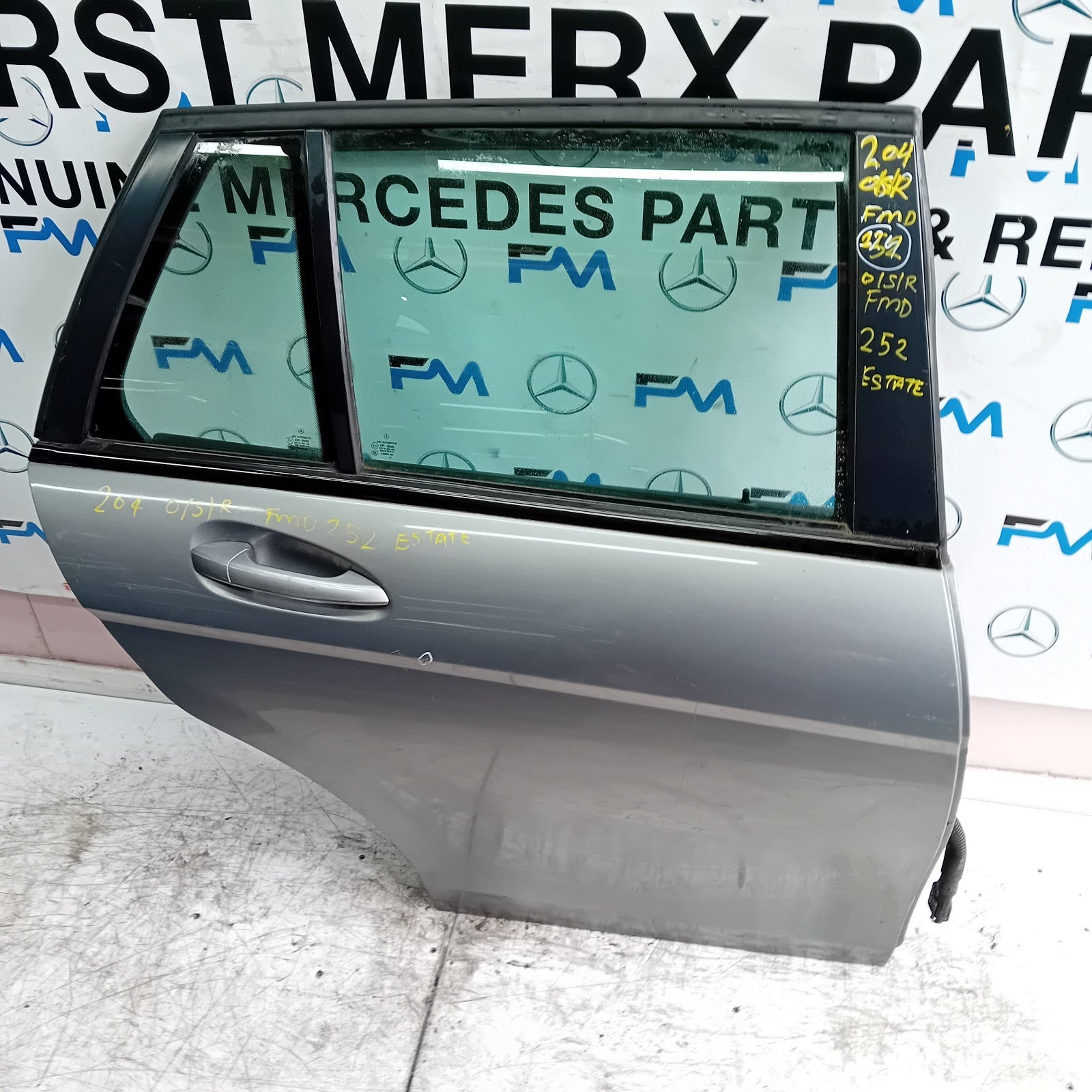 MERCEDES C-CLASS S204 EST DRIVER REAR DOOR OSR SILVER 2008-14 COMPLETE FMD252