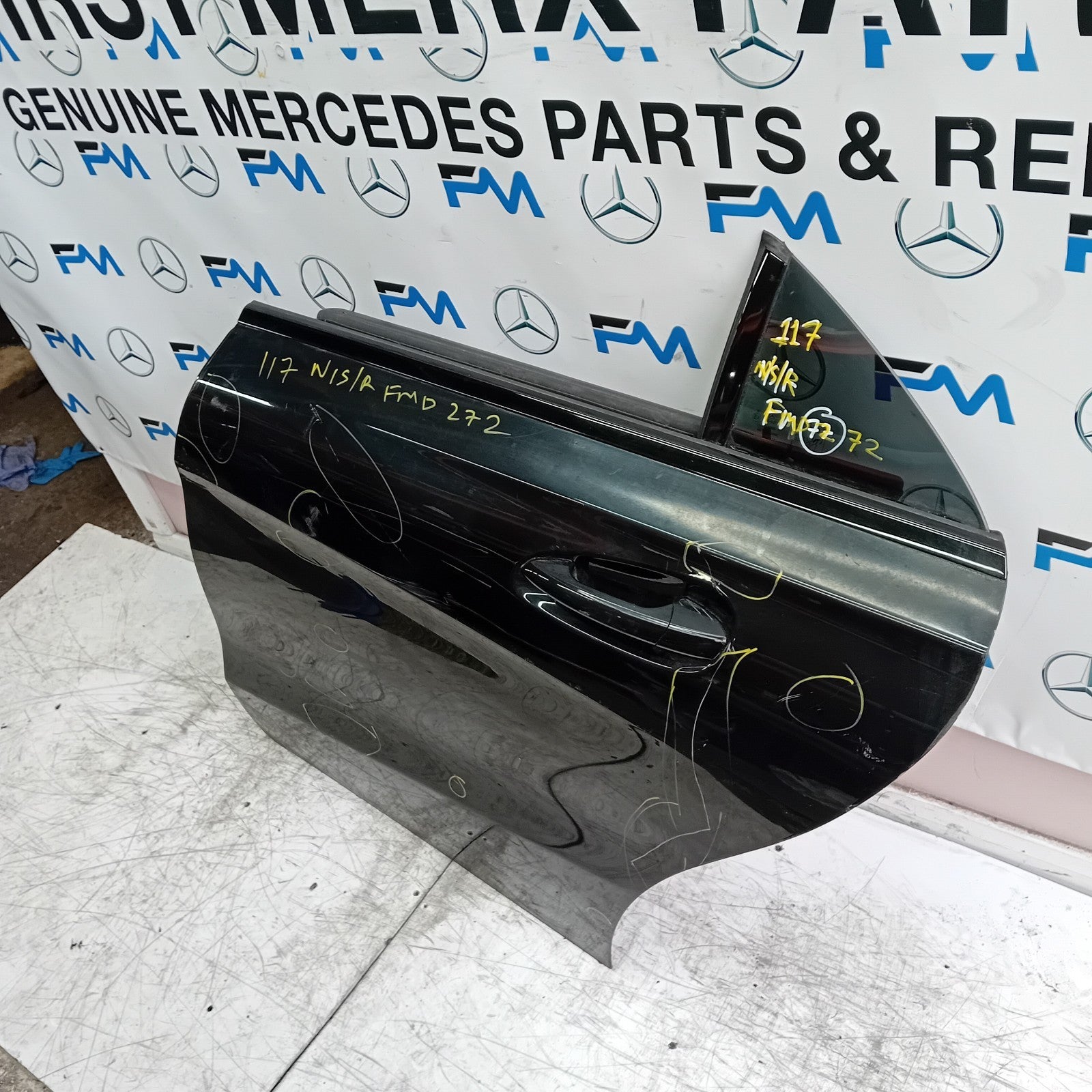 MERCEDES BENZ CLA W117 PASSENGER REAR DOOR NSR 2013-19 BLACK COMPLETE FMD272