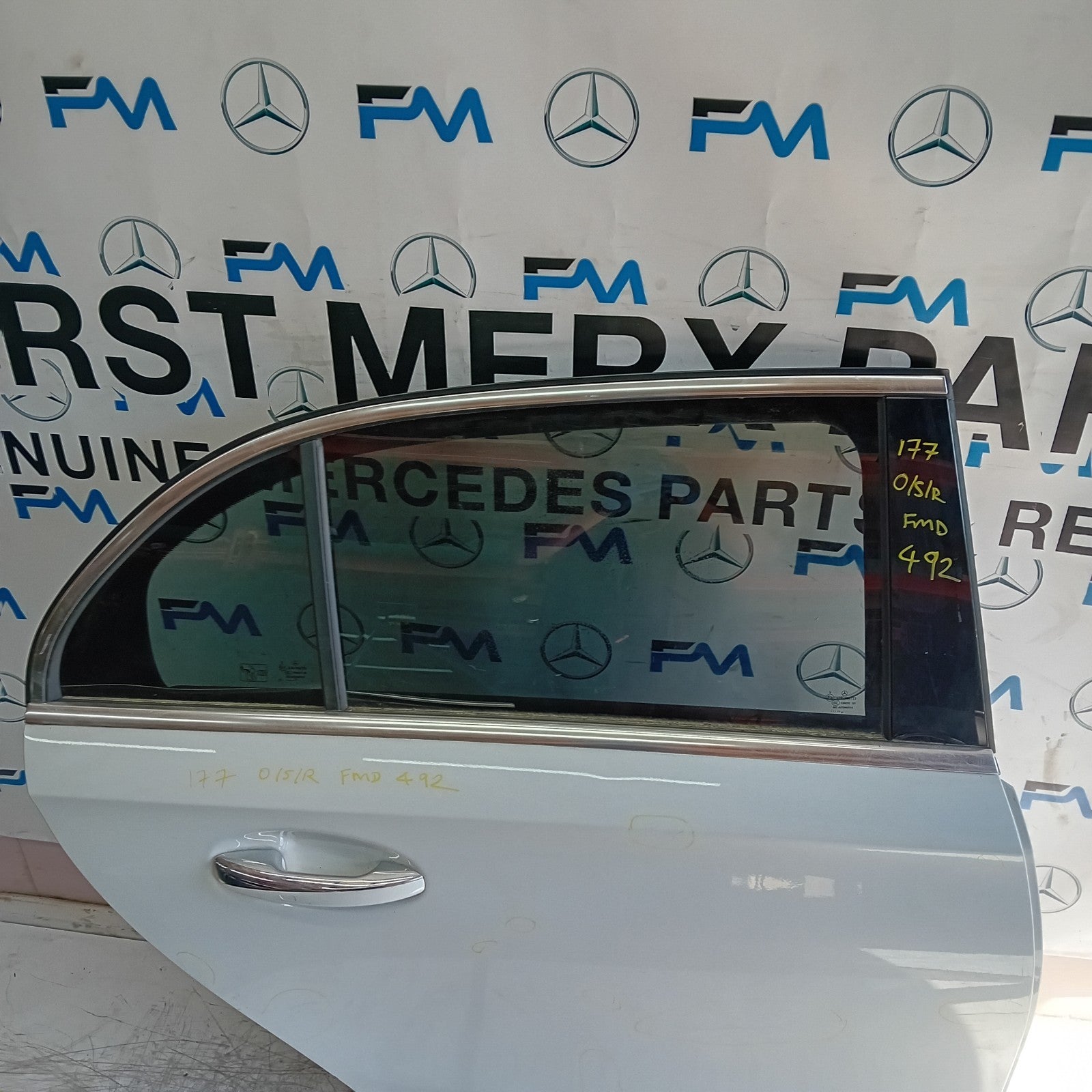 MERCEDES A-CLASS W177 DRIVER REAR DOOR OSR 2019 WHITE COMPLETE FMD492