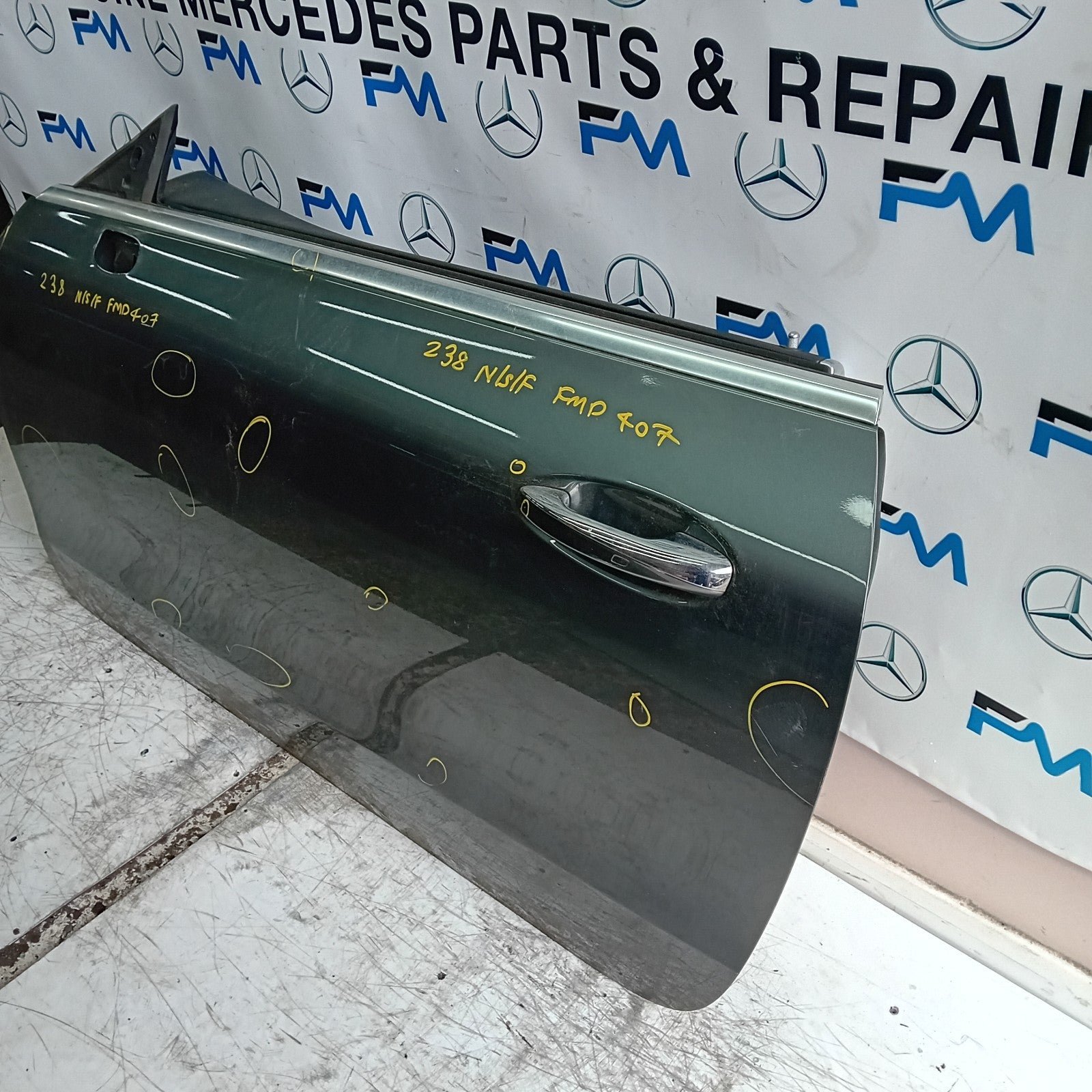 MERCEDES E-CLASS W238 PASSENGER FRONT DOOR NSF 2016 ON GREY COMPLETE FMD407