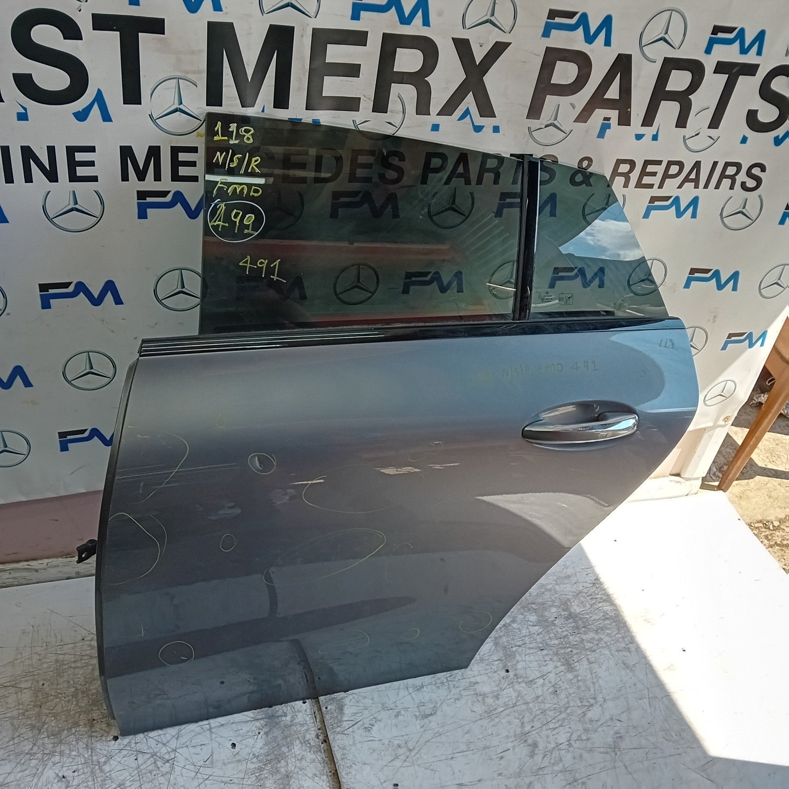 MERCEDES CLA W118 PASSENGER REAR DOOR NSR 2019 GREY COMPLETE FMD491