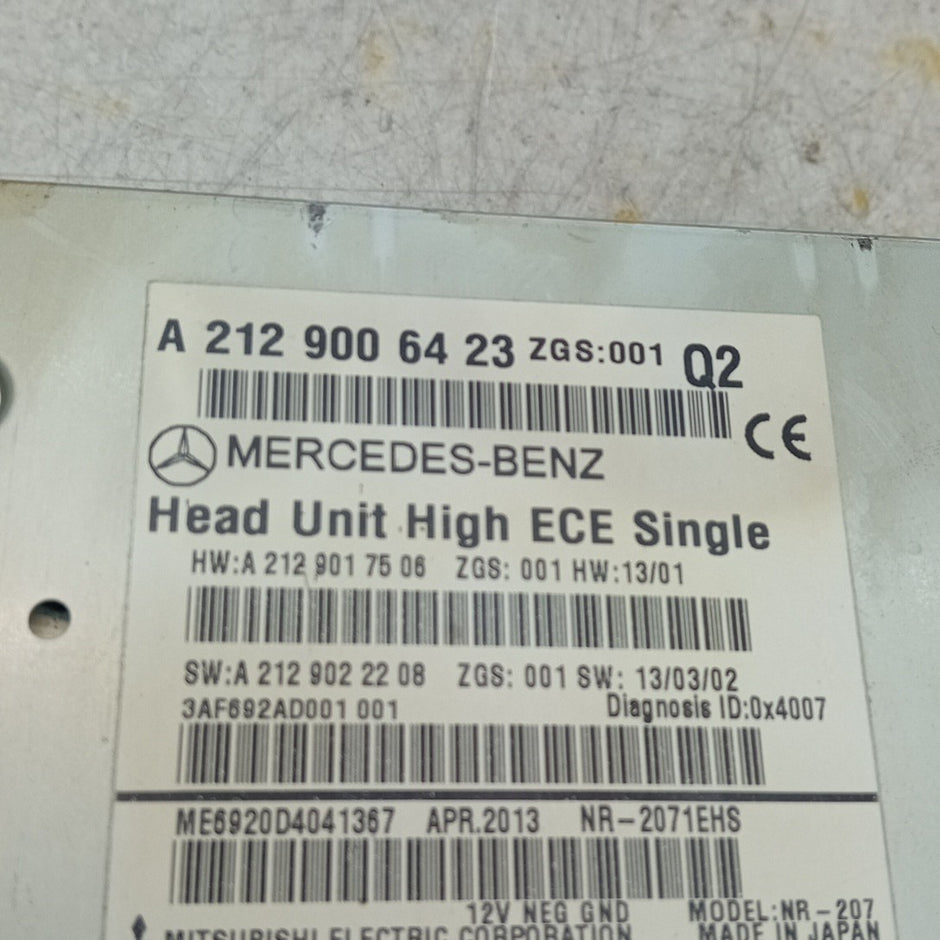 MERCEDES BENZ E-CLASS W207 W212 STEREO SAT NAV SYSTEM A2129006423 2016 FM001561