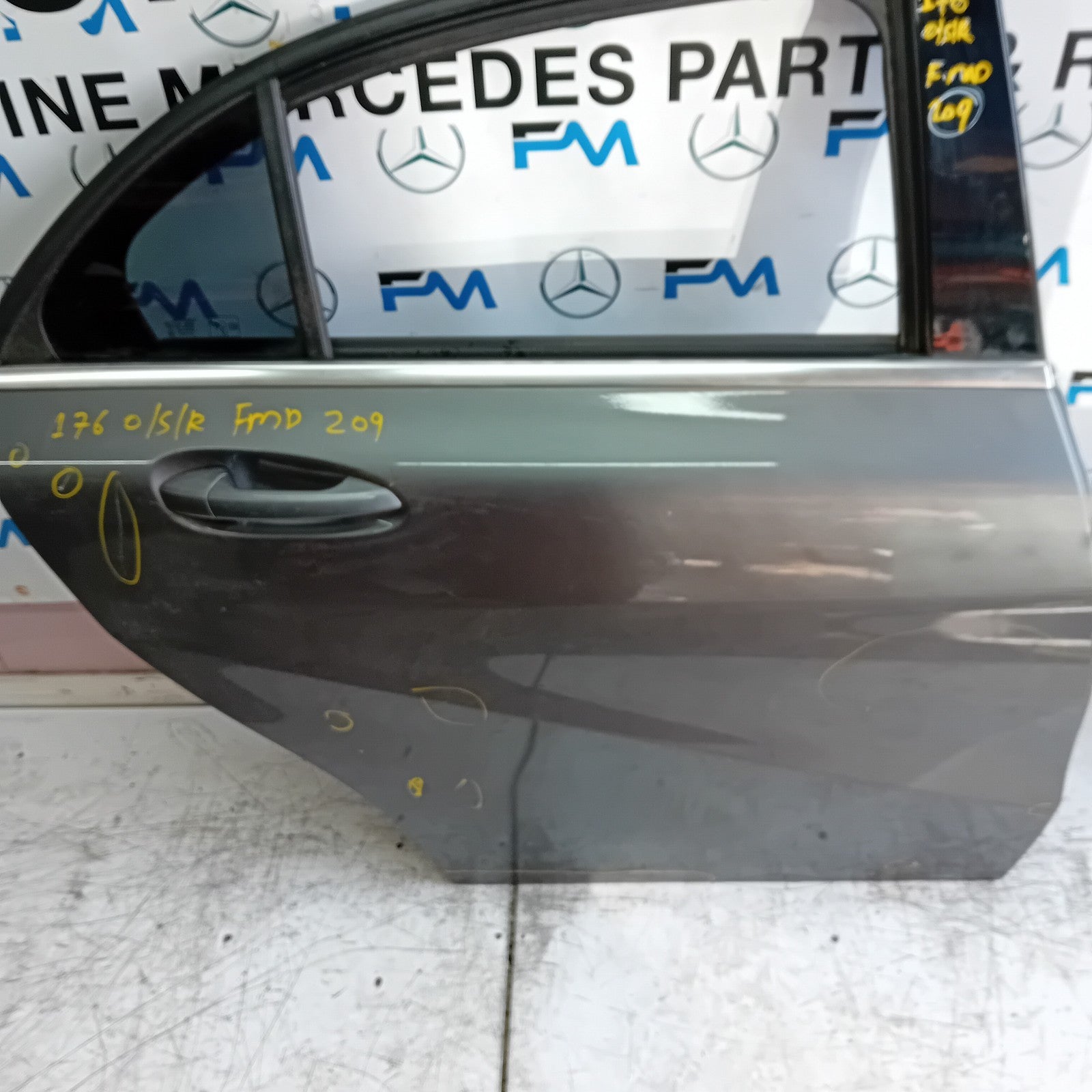 MERCEDES BENZ  A-CLASS W176 DRIVER REAR DOOR OSR GREY 2012- 2018 COMPLETE FMD209
