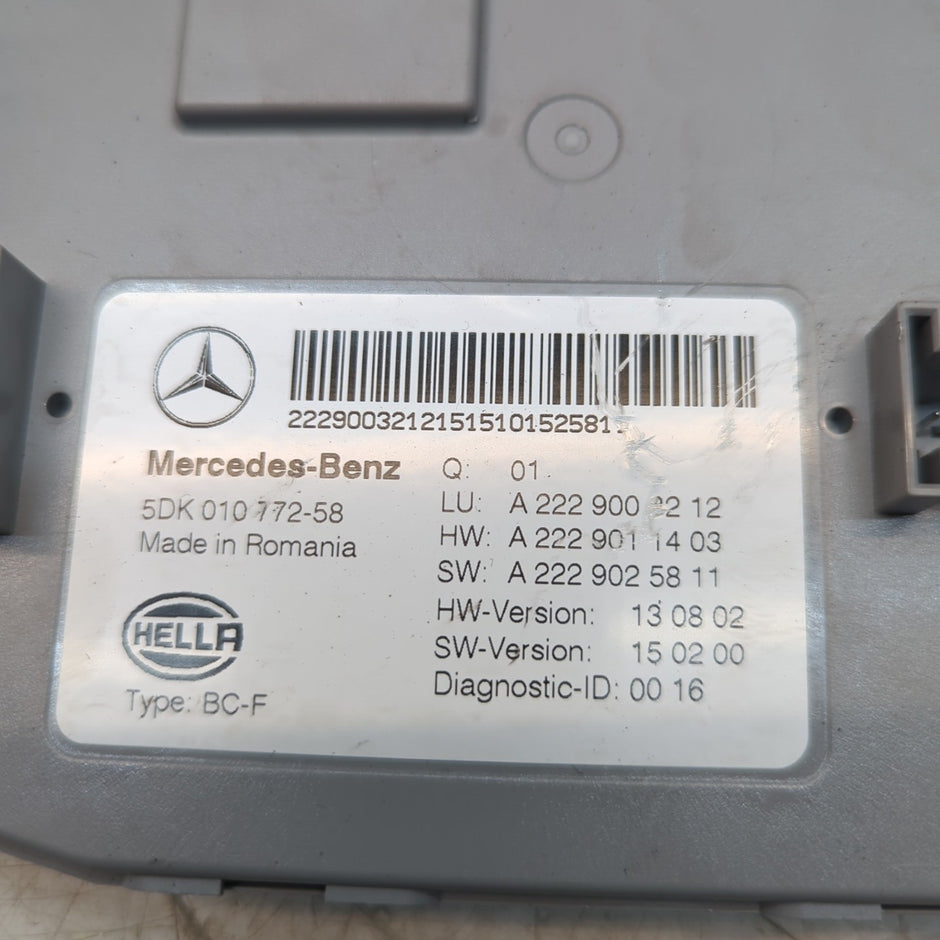 MERCEDES S-CLASS REAR SAM CONTROL MODULE W222 A2229006212 2016 FM001416