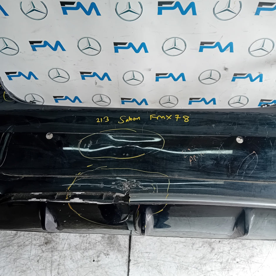 MERCEDES E-CLASS W213 SALOON REAR BUMPER BLACK 2016 A2138850001 FMX78 (DAMAGE)