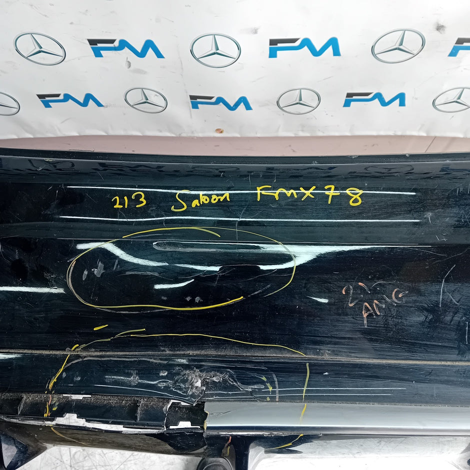 MERCEDES E-CLASS W213 SALOON REAR BUMPER BLACK 2016 A2138850001 FMX78 (DAMAGE)