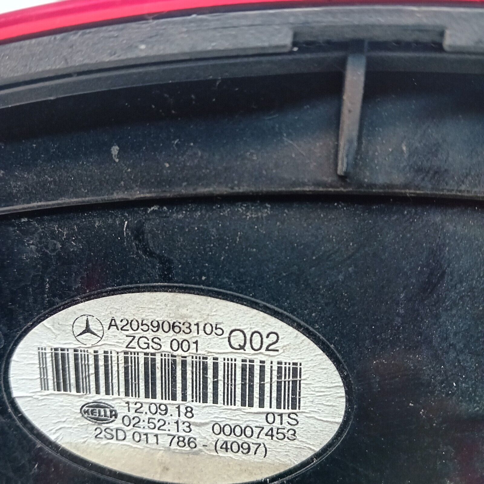 MERCEDES C-CLASS W205 COUPE 2018 REAR PASSENGER N/S TAIL LIGHT A2059063105 FMT38