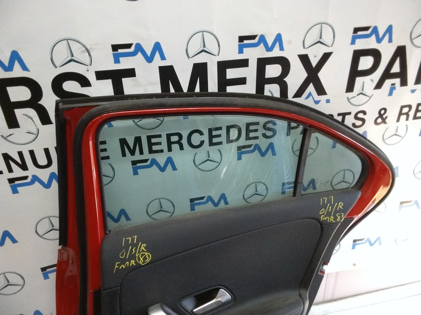 MERCEDES BENZ A-CLASS W177 DRIVER SIDE REAR DOOR O/S/R COMPLETE RED FMD83