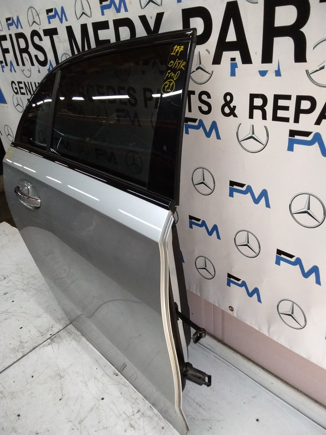 MERCEDES BENZ A-CLASS W177 DRIVER SIDE REAR DOOR O/S/R COMPLETE SILVER FMD71