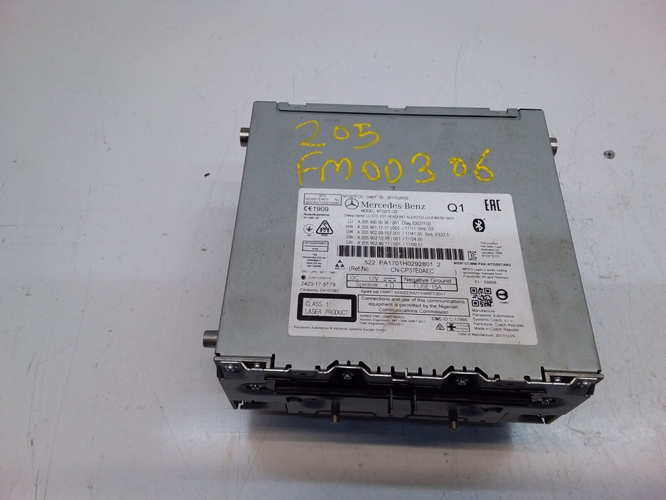 MERCEDES BENZ C CLASS W205 2017 RADIO CD  STEREO HEAD UNIT  A2059005036 FM00306