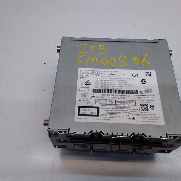 MERCEDES BENZ C CLASS W205 2017 RADIO CD  STEREO HEAD UNIT  A2059005036 FM00306