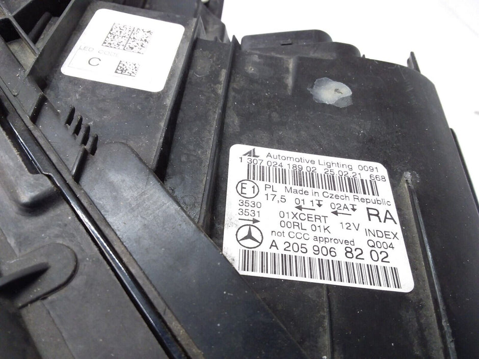 MERCEDES C CLASS W205 COMPLETE HEADLIGHT FACELIFT DRIVER OS A2059068202 FMH103