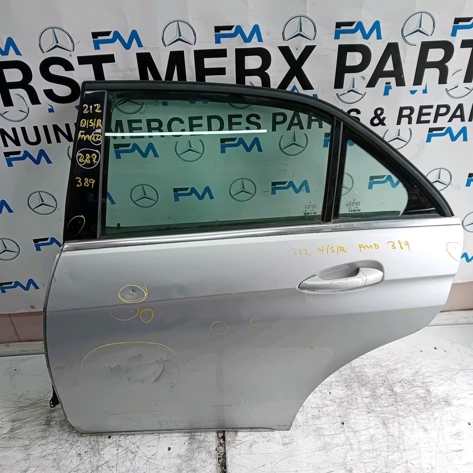 MERCEDES E-CLASS W212 DRIVER REAR DOOR OSR  2009-16 SILVER COMPLETE FMD389