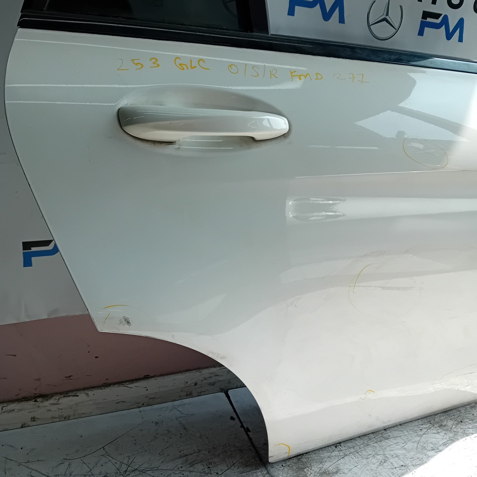 MERCEDES GLC X253 DRIVER REAR DOOR OSR 2016 ON WHITE COMPLETE FMD277