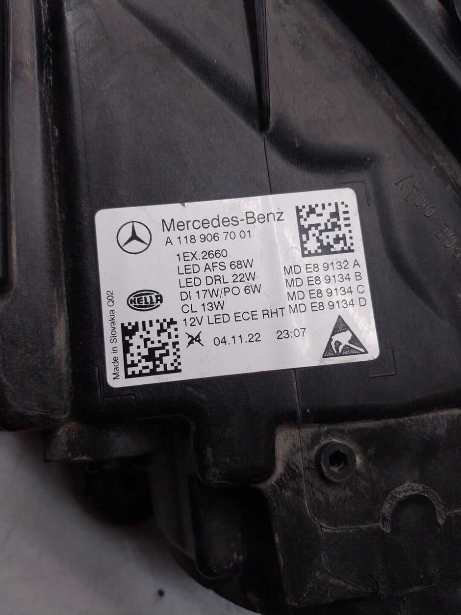 Mercedes-Benz W118 CLA Multibeam LED Driver Side Headlight A1189067001 FMH0062
