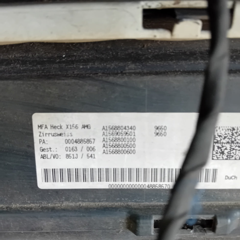 MERCEDES BENZ GLA W156 AMG REAR BUMPER ŴHITE 2016 A1568854340 COMPLETE FMX124