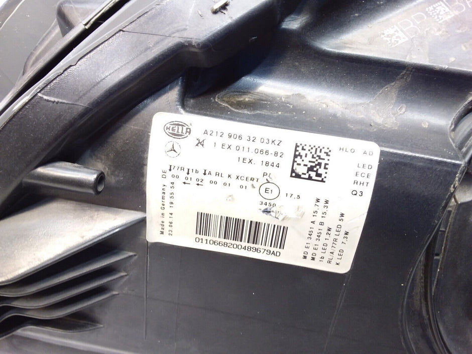 2014 MERCEDES E-CLASS W212 O/S Driver Side Front Headlight A2129063203 FMH39