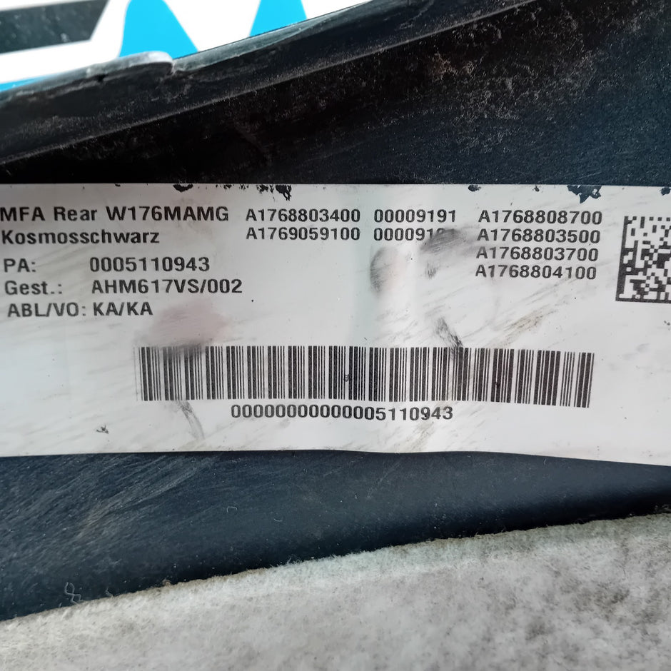 MERCEDES BENZ  A-CLASS W176 REAR BUMPER A1768803400 2016 BLACK COMPLETE FMX20