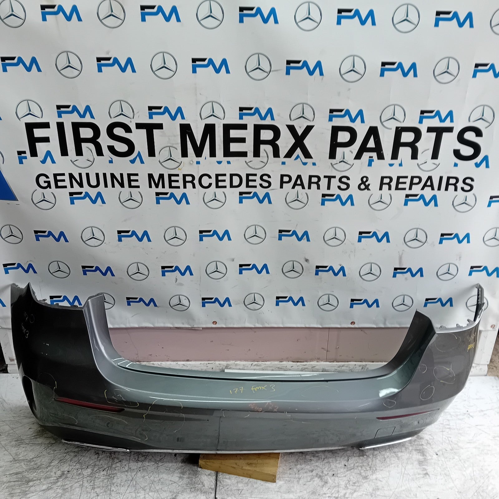 MERCEDES BENZ  A-CLASS W177 REAR BUMPER A1778804701 GREY 2018 COMPLETE FMX3